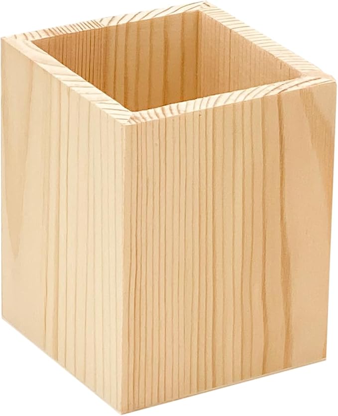 Cregugua 12 Pack Wood Pen hlolder Unfinished Wooden Pencil Holder