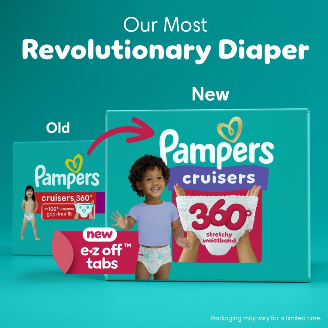 Pampers Diapers - Cruisers 360 - Size 5, 100 Count, Babyproof up to 100% Leakproof Pull-On Diaper