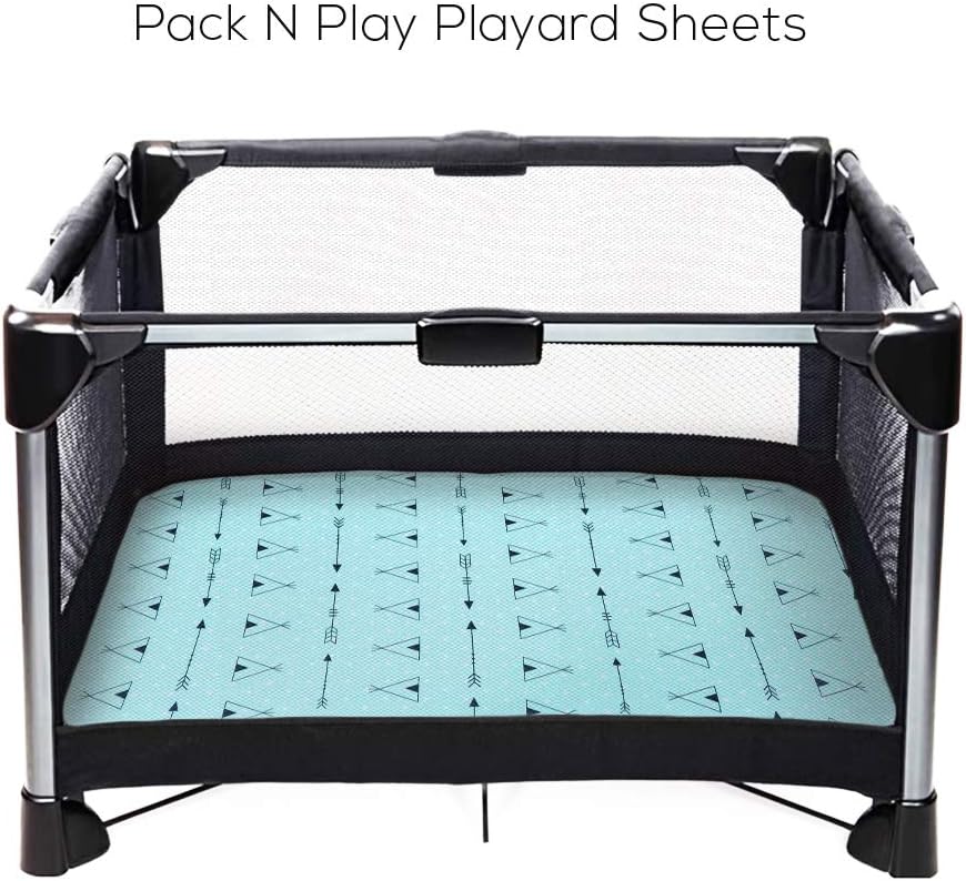 Pack n Play Sheets, BROLEX 2 Pack Mini Crib Sheets,Stretchy Portable Fitted Playard Sheet Set, Convertible Playard Mattress Cover,Ultra Soft Breathable Material,Arrow Owl