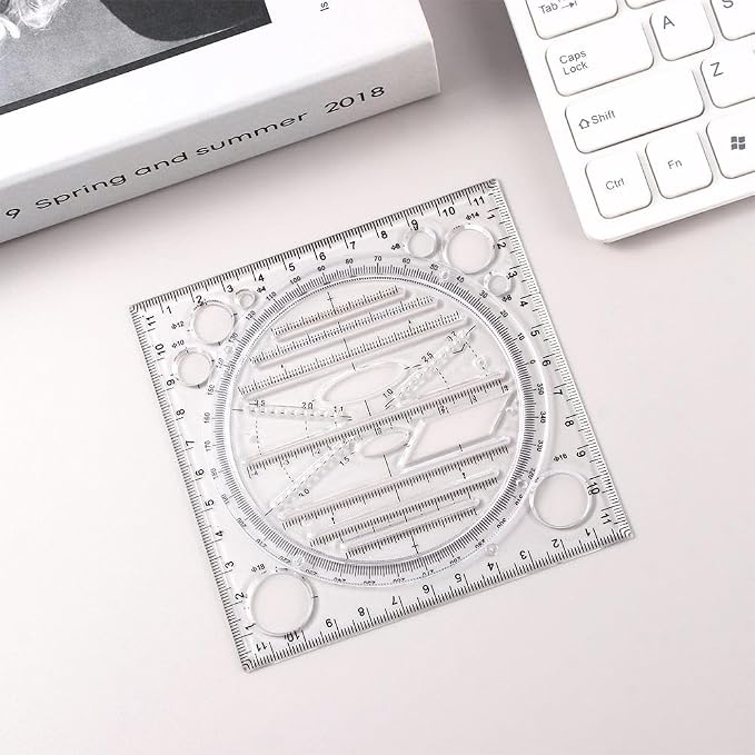 2 Pcs Multifunctional Drawing Ruler, Angle and Circle Maker Drawing Geometric