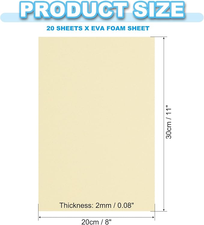 PATIKIL 20 Pack EVA Foam Sheets, Light Yellow