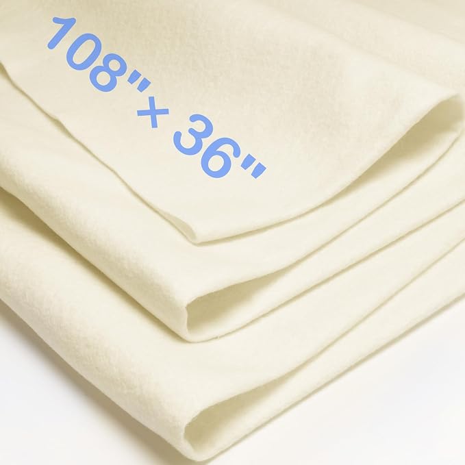 XSEINO Ivory Large Felt Fabric 108" X 36 ", 1.4 mm Thick Soft Felt Fabric Sheet