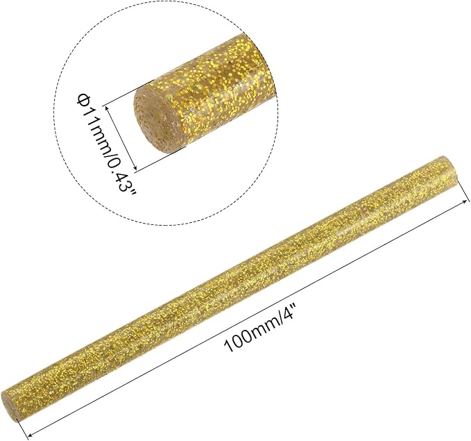 uxcell Mini Hot Glue Sticks for Glue Gun 11mm x 100mm Glitter Gold 12pcs