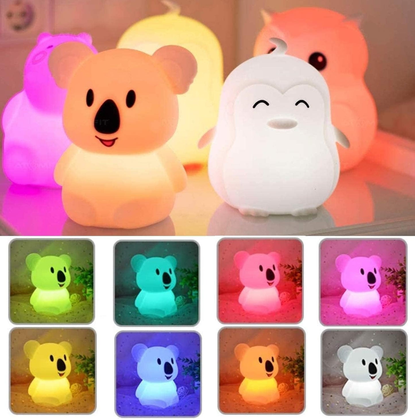 Big Size Night Light, Child Night Light, Bedside Lamp for Kids, Multicolor Light with Remote Control, Break Resistant, Eye Caring, Adjustable Brightness & Color, Timing Function - Large Koala