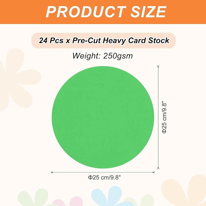 MECCANIXITY 24 Pcs Circle Card Stock, 9.8 Inch Round Cutouts Paper Thick
