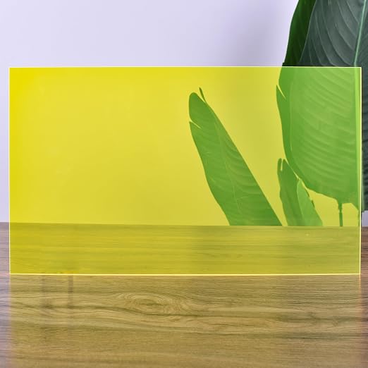 6 PCS Transparent Fluorescent Yellow Cast Acrylic Sheets 8" x 12" x 0.118"