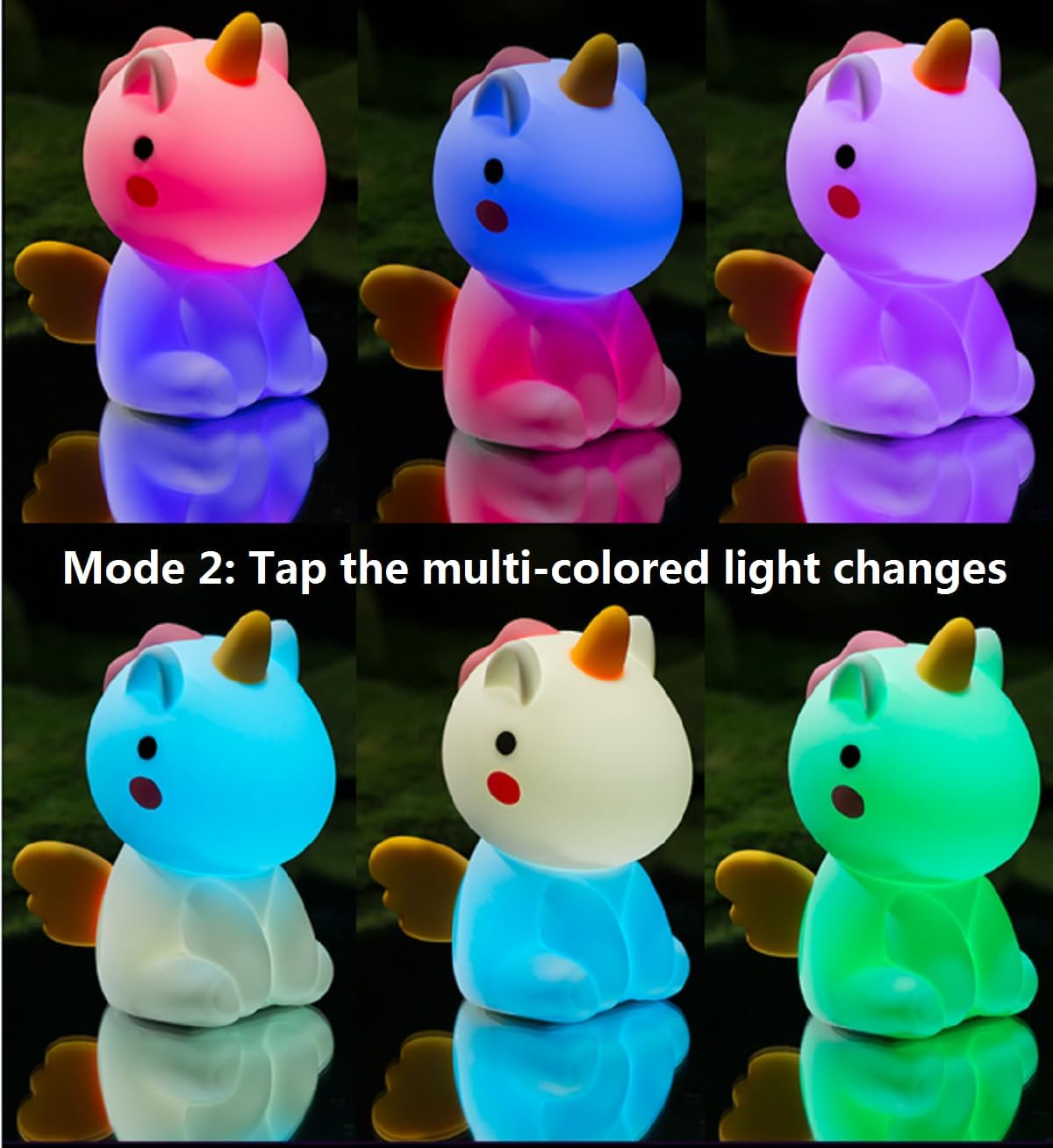 Unicorn Night Light for Adults Kids,Rechargeable Light Table Lamp Bedside Lamp with 7 Colors,LED Dimmable Animal Silicone Sleep Night Lamp Cute Room Decor Night Light for Girls Boys