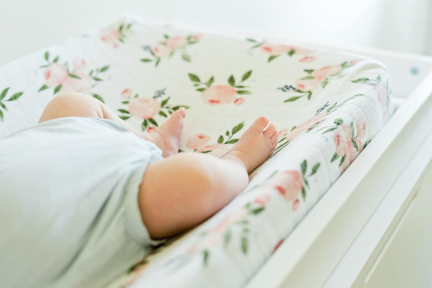 Little Unicorn Premium Changing Pad Cover | Extra Soft & Breathable Muslin Fabric (Watercolor Roses)