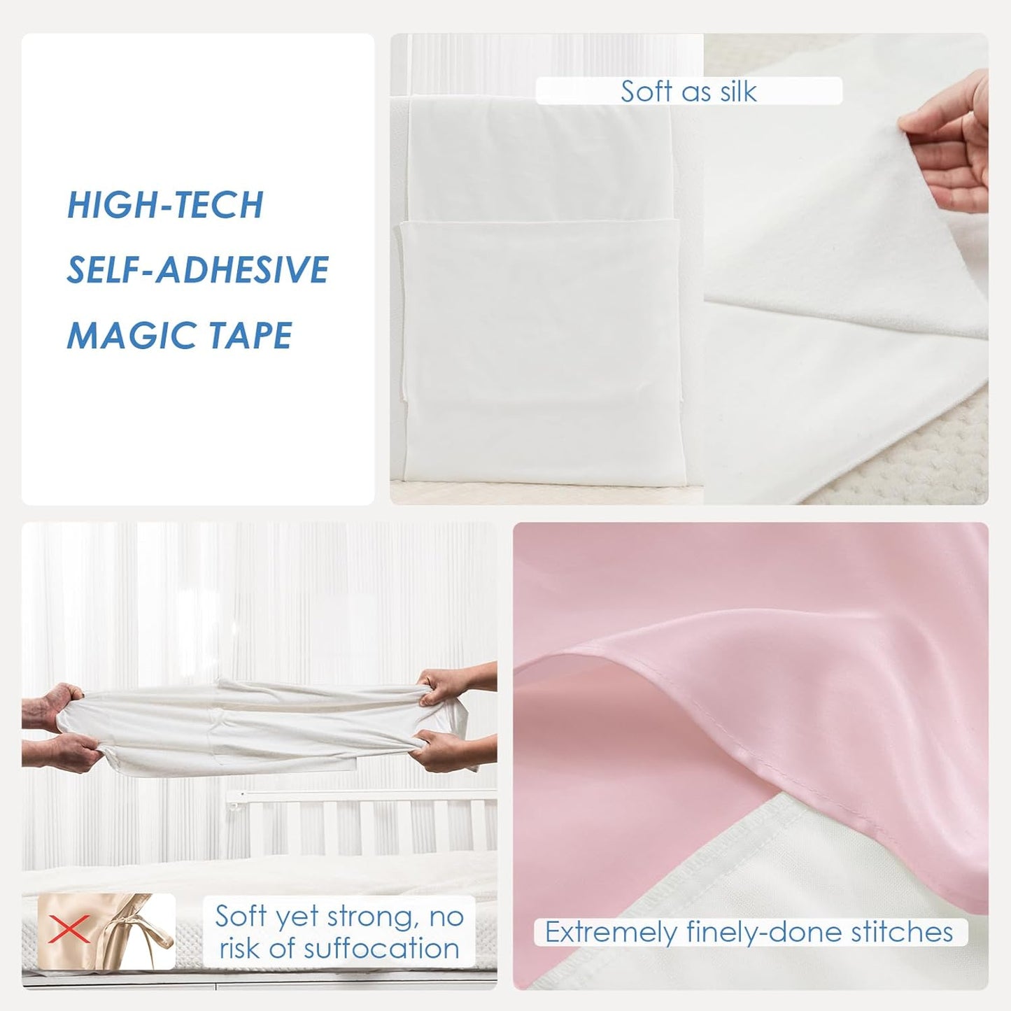 PROMEED 2 Pack 100% Mulberry Silk Crib Sheet for Baby Hair, 23 Momme Silk Bassinet Slip for Baby Bald Spots, Soft and Safe Silk Cot Sleeve for Everyday Use (Pink)