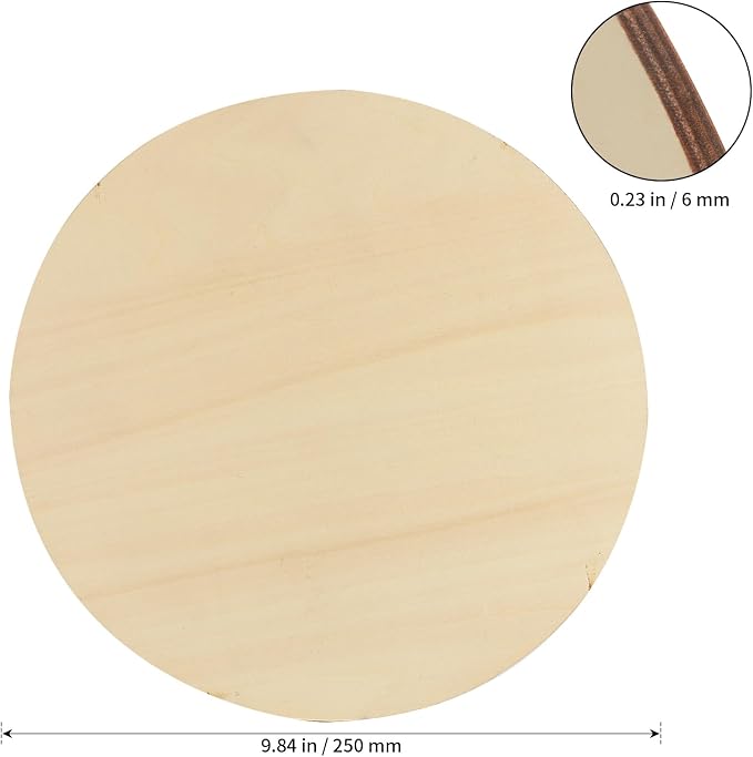 SHEUTSAN 8 PCS 10 Inch Round Basswood Circles, 1/4 Inch Thick Unfinished Wood