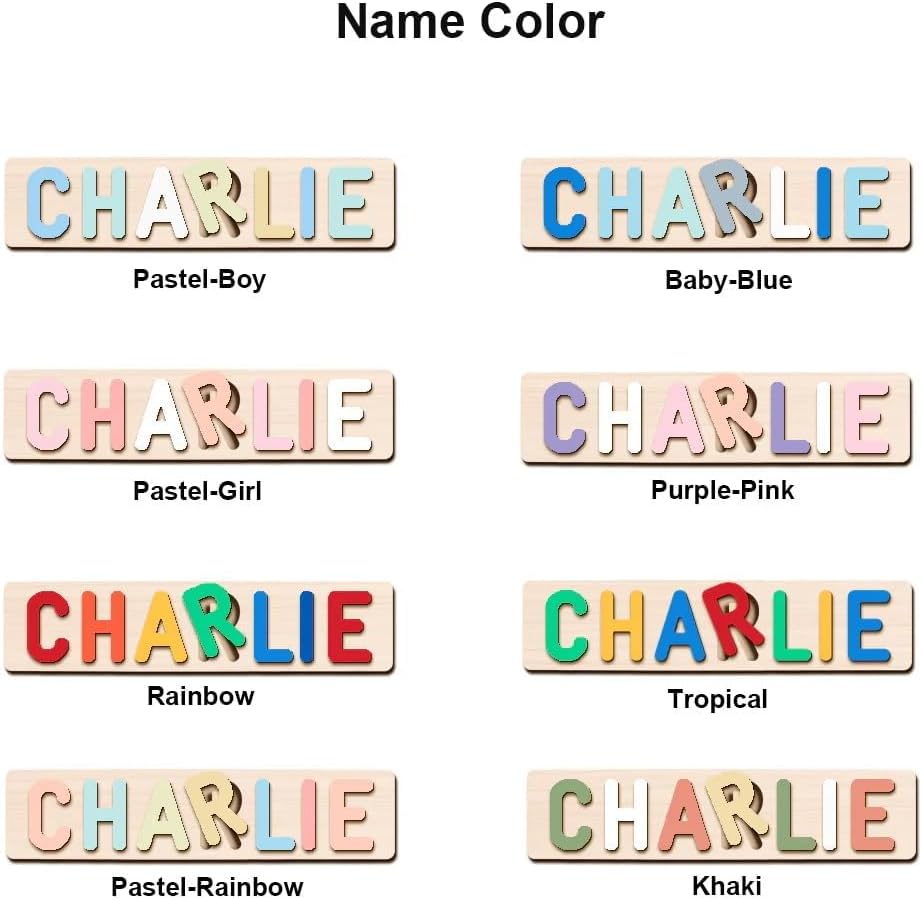 Name Puzzle for Kids Personalized, Custom Wooden Number Puzzles for Toddlers 1-3 with Shape, Personalized Baby Gifts Educational Toys for 1 Year Old Girl Gifts for Birthday Baptism