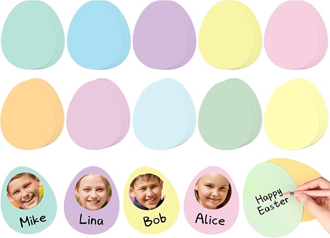 Funrous 80 Pcs Easter Egg Cutouts Pastel Egg Shape Paper Cutouts Easter