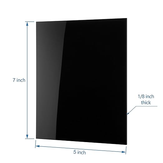 KAITELA Pack of 10 Black Cast Acrylic Sheet 5" x 7" x 1/8" Thick | Opaque;