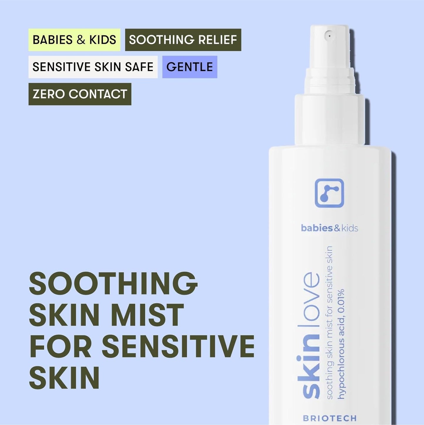 Briotech Baby Skin Love Spray | Gentle Hypochlorous Acid Mist for Soothing, Calming & Cleansing Delicate Skin | Pediatrician-Approved, Added Fragrance-Free | 4 oz (2 Pack)