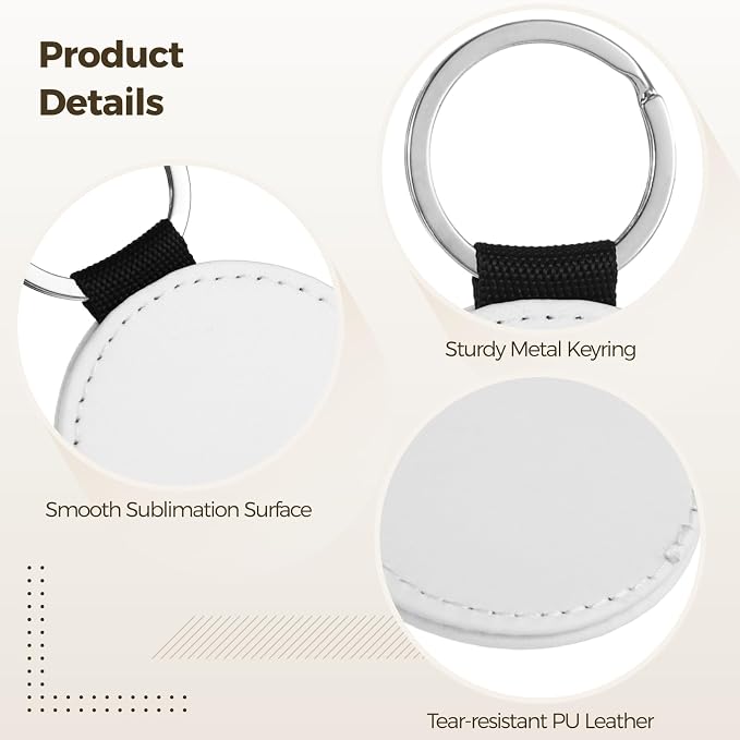Homaisson Sublimation Keychain Blanks, Double-Sided PU Leather Keychains