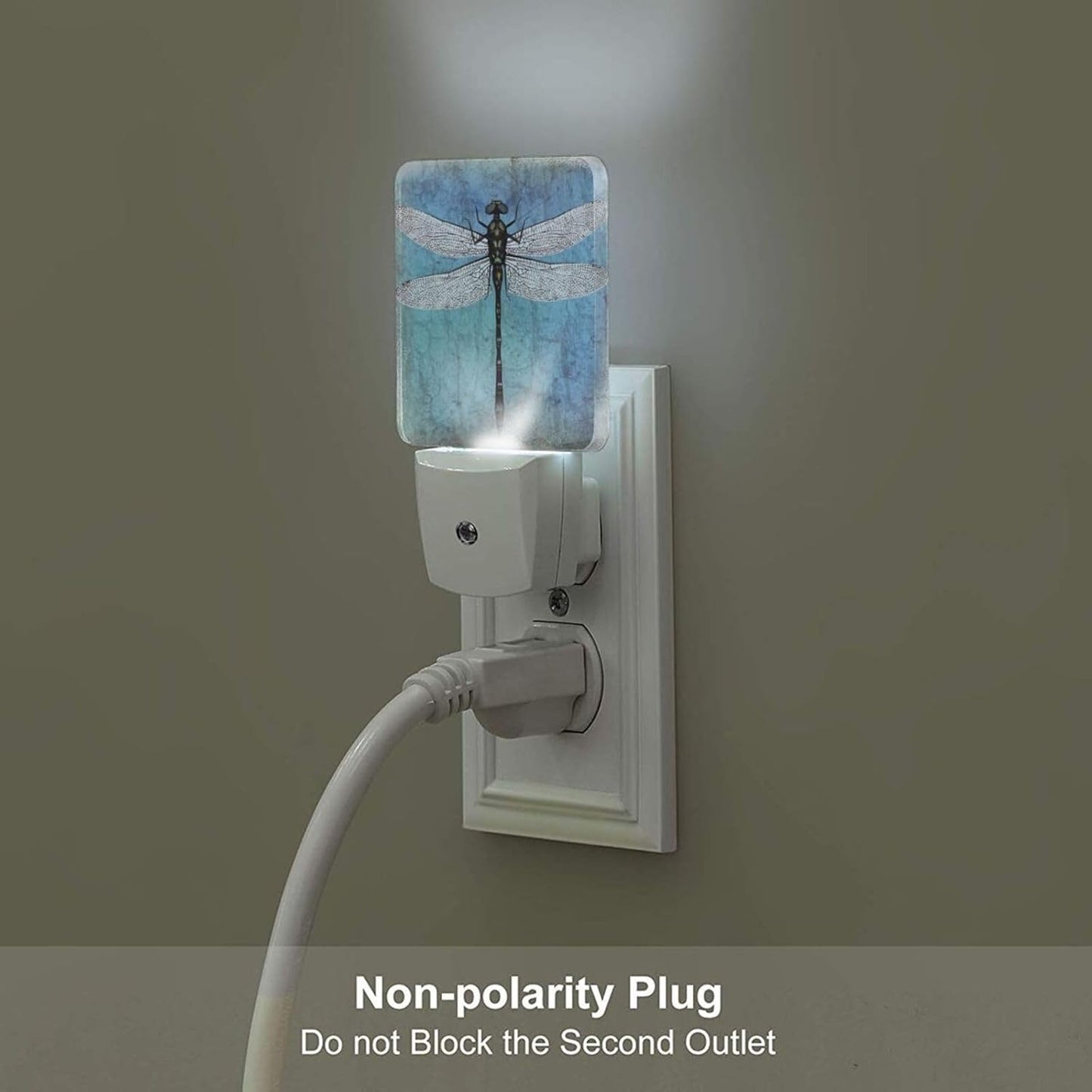 Blue Vintage Dragonfly Night Light,Plug Into Wall Decor for Stairway,Hallway,Kitchen,Dusk to Dawn Sensor Nightlights for Boys/Girls/Women/Men Room Gifts