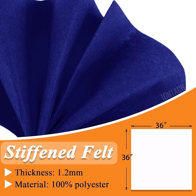 IONTACH 36" X 36" Royal Blue Stiff Felt Fabric 1.2mm Thick | Felt Sheet