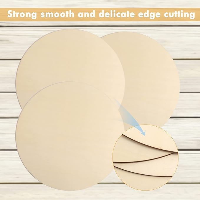 5Pcs 14 Inch Wood Circles for Crafts, Unfinished Blank Wooden Rounds Slice