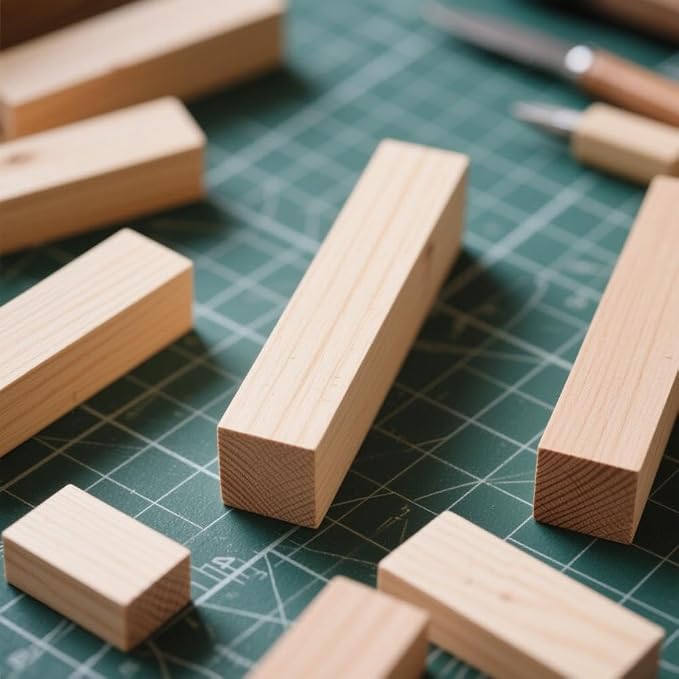 JAPCHET 12 Pieces 5 x 1-1/2 x 1-1/2 Inch Basswood Carving Blocks, Natural