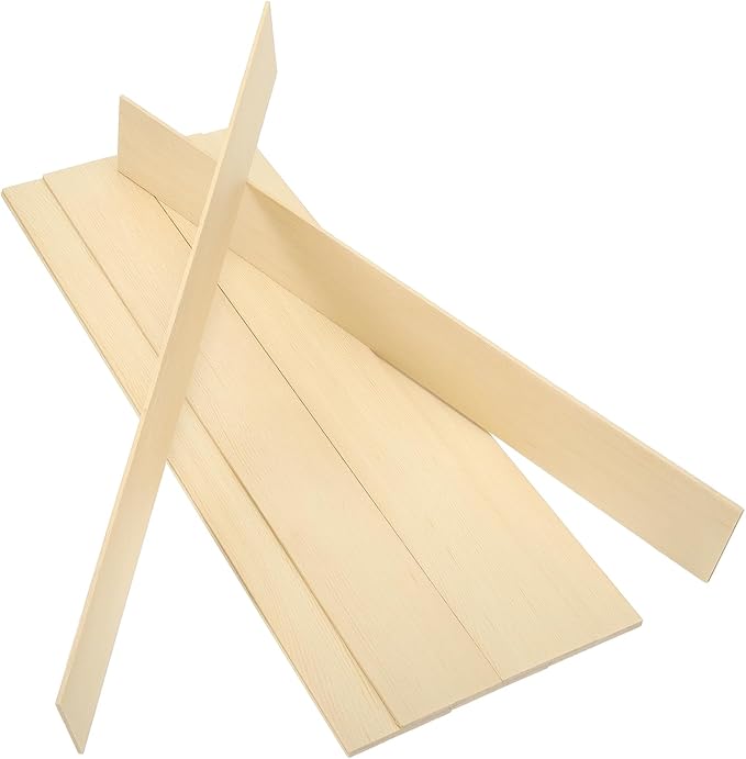 MECCANIXITY 10Pcs Wood Strips Slats, 5/64" x 2" x 16" Thin Wood Sticks Flat