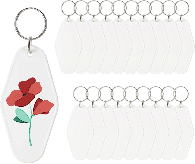 Yoption 20pcs Blank Motel Keychain Bulk