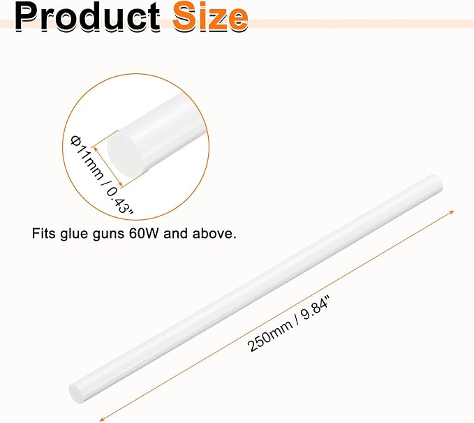 HARFINGTON 10pcs Hot Glue Sticks 0.43" Dia x 9.84" Long EVA Mini Hot Melt