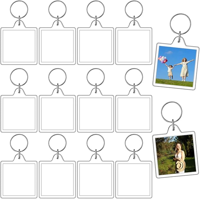 REDANHA 12pcs Acrylic Photo Frame Keychain Holder 2 x 3 In Picture Insert Blank