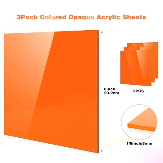 Adrattnay Orange Acrylic Sheets, 1/8 Thick