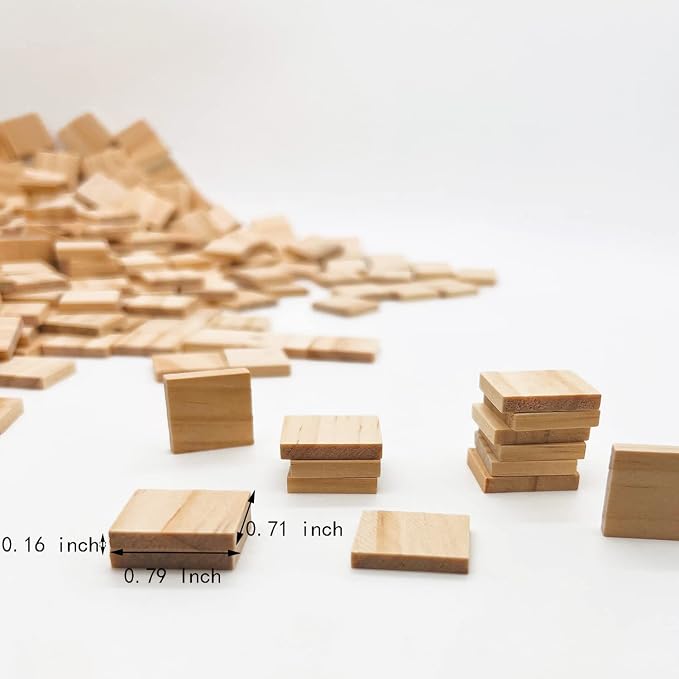 XYSMZM 400 Pcs Wood Blank Letter Tiles, Blank Wooden Pieces | Wooden Blank