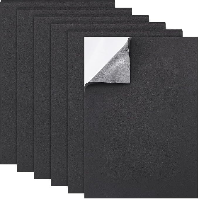 BENECREAT 6 Pcs 5mm Thick Self Adhesive Foam Sheet 8.3x11.8 Inch Black Non-Slip