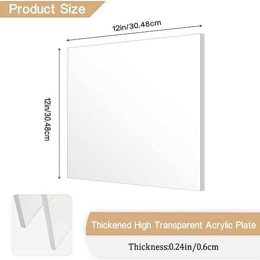 Clear Acrylic Sheet Plexiglass, 1/4" Thick Cast Acrylic Glass Sheet, Plexiglass