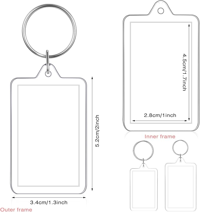 Yaomiao Acrylic Photo Frame Keychain Holder Photo Picture Insert Blank Keyring