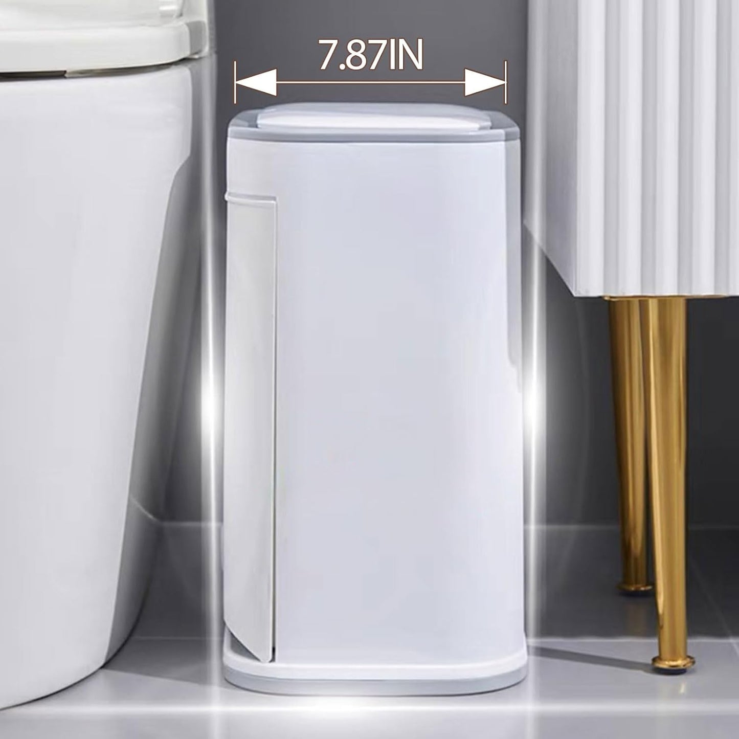 Procade Office Trash Can with Lid, 3 Gallon Bathroom Garbage Can, Narrow Plastic Trash Bin with Press top Lid and Pedal, Slim Gray Trash Can Waste Basket for Room, RV,Dorm.