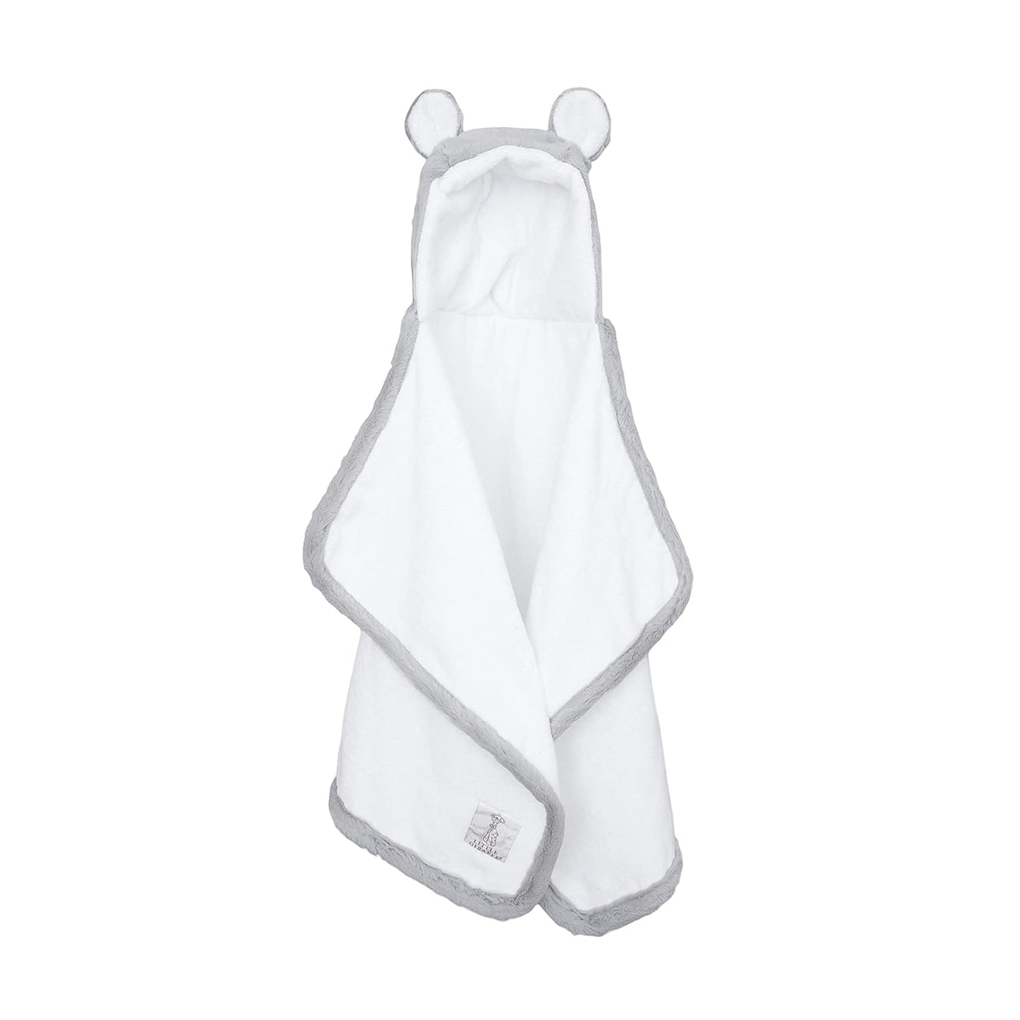 Little Giraffe Luxe Baby Towel with Ears, 24" x 41", Silver