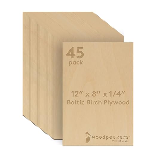 Baltic Birch Plywood, 6 mm 1/4 x 12 x 8 Inch Craft Wood, CNC Cutting and Wood