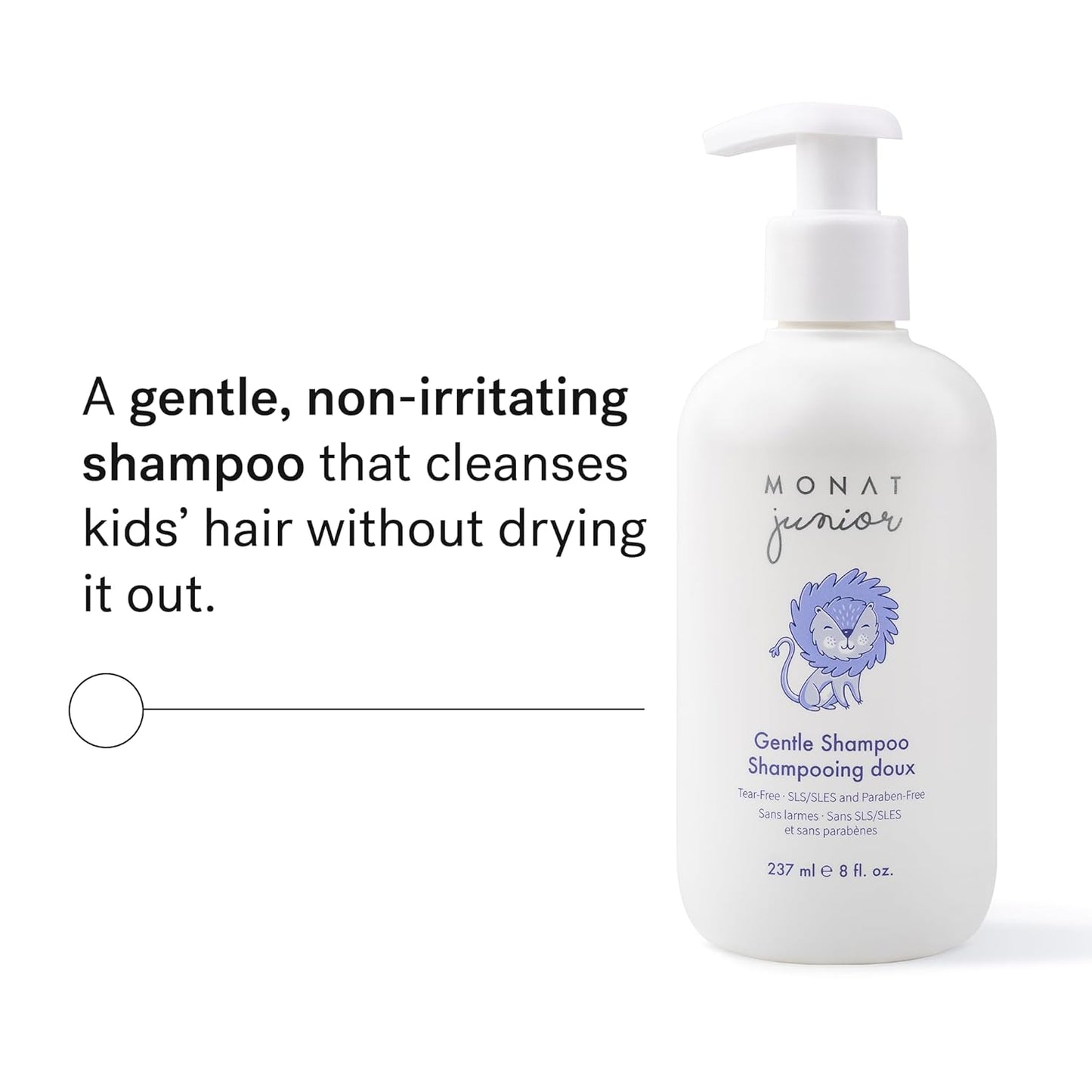 MONAT Junior™ Gentle Shampoo - A safe, Gentle and Non-irritating Hair Shampoo for children. All Natural Tear-free, Sulfate & Paraben-free - Net Wt. 237 ml / 8 fl. Oz
