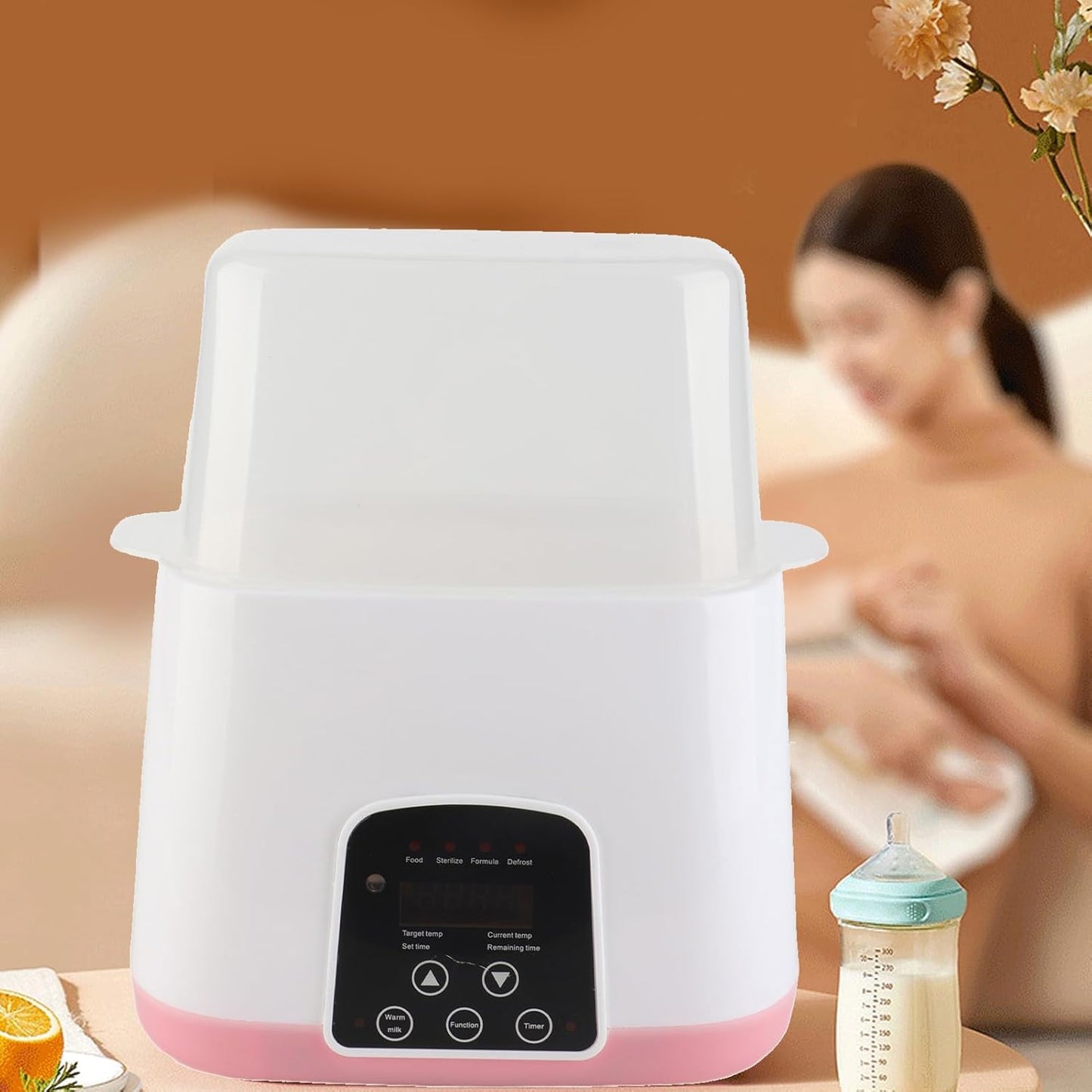 FTVOGUE Double Baby Bottle Warmer 2 in 1 Fast Milk Warmer for Bottles with Built in Constant Temperature Control Steam Cleaning Gentle Defrosting for Twins Late Night Feedings (US Plug 110V)