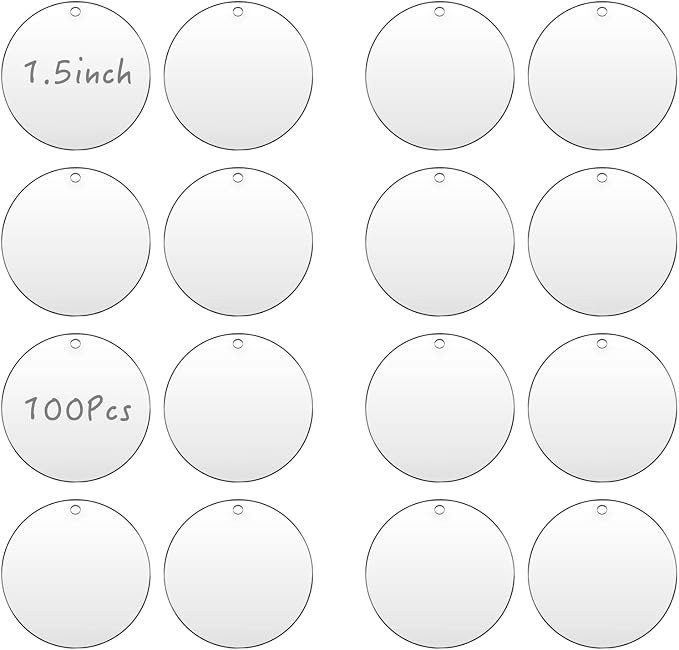 1.5 inch Clear Small Circles Acrylic Blank | 100 Pcs，2mm Thick,