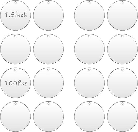 1.5 inch Clear Small Circles Acrylic Blank | 100 Pcs，2mm Thick,