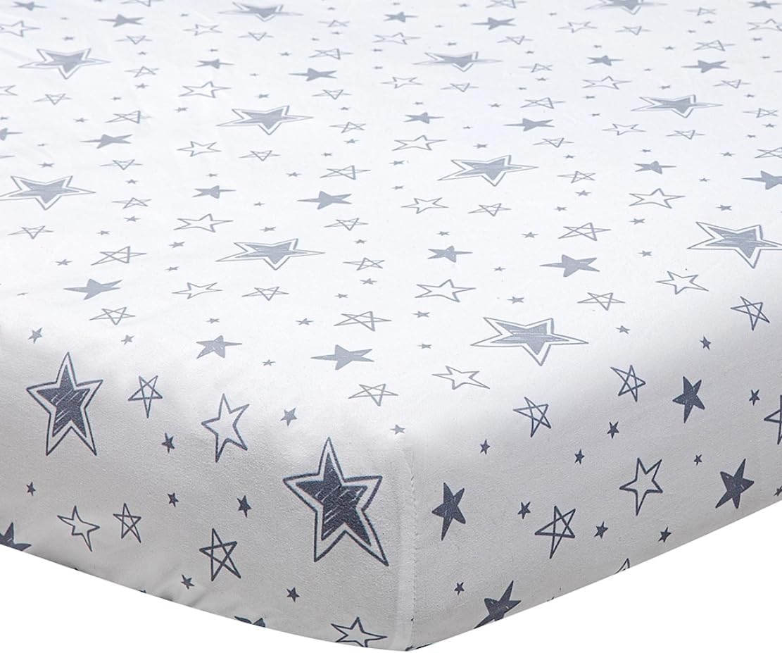 4 Pack Star and Moon Neutral Unisex Fitted Baby Sheets Set for Baby Boys or Girls (Crib Sheets)