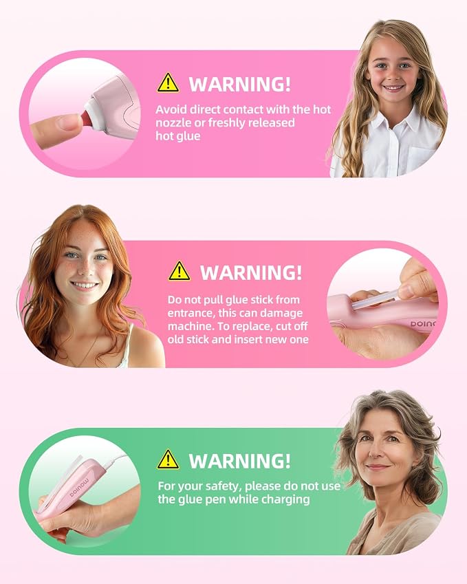 Pink Hot Glue Gun Cordless & Rechargeable, Auto Dispensing Mini Hot Glue Gun