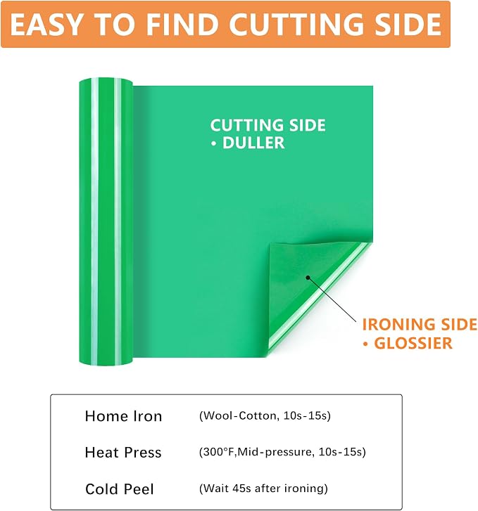 HTVVETUR Apple Green HTV Iron on Vinyl 12Inch by 35ft Heat Transfer Vinyl