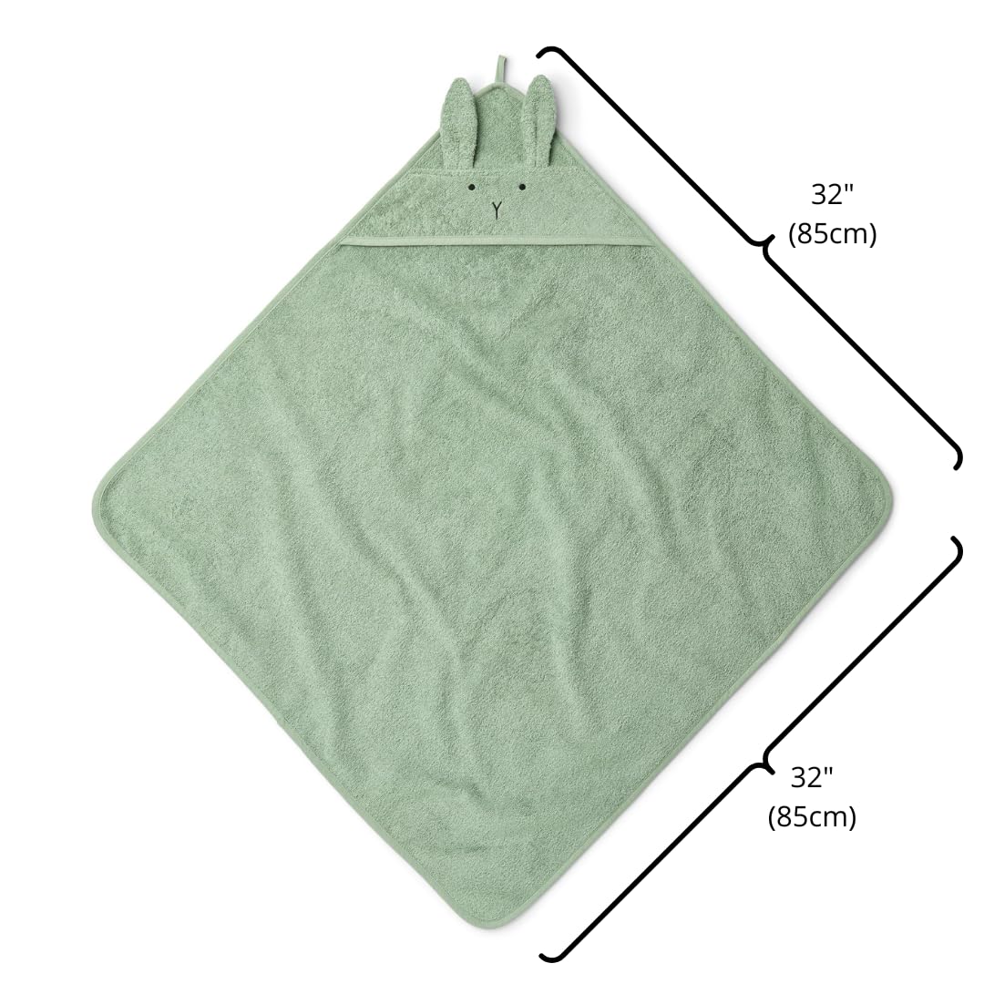 Baby Hooded Towel – Organic Cotton Baby Bath Towels – Baby Towels, Baby Bath Towels for Baby Boy, Baby Girl, 32" x 32" Super-Soft and Absorbent Baby Towels for Newborn (Rabbit Roman Green)