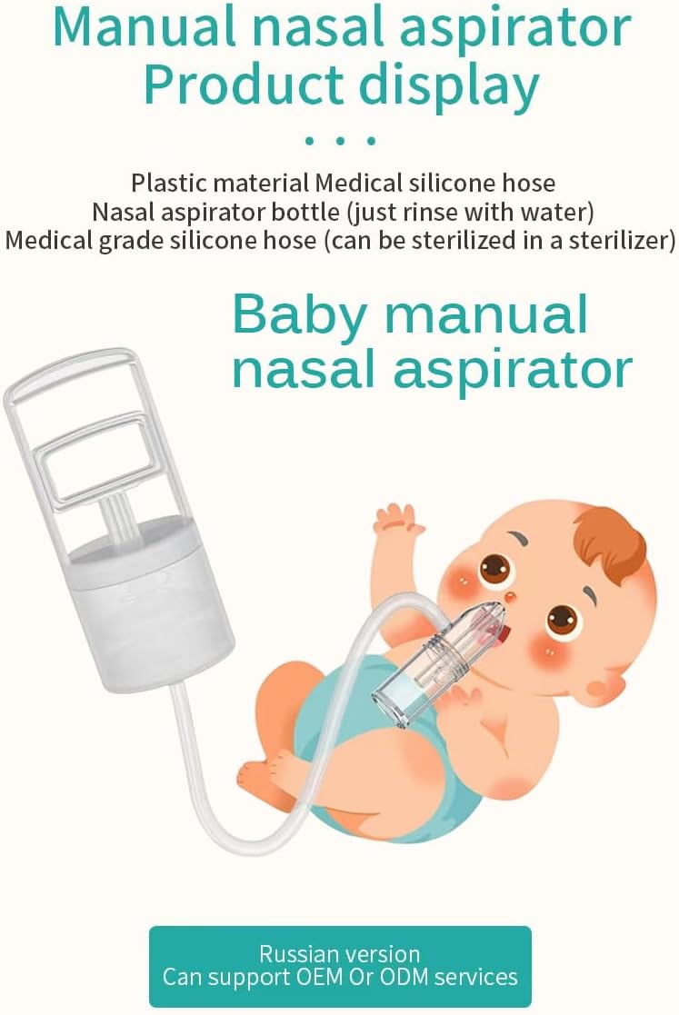 Nasal Aspirator for Baby, Portable Hand Puller Nose Sucker, Quiet Suction Easy to Operate | Reusable | Soft Silicone Nose Cleaner for Fast and Effective Relief of Nasal Congestion in Infant