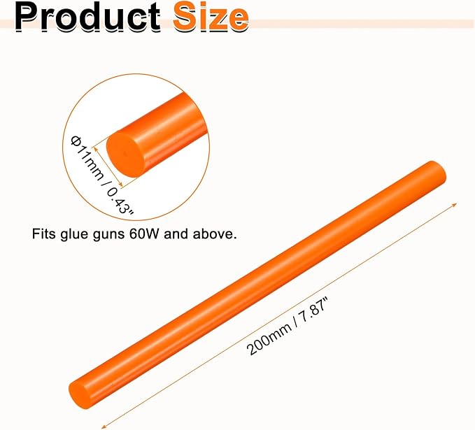 HARFINGTON 10pcs Hot Glue Sticks 0.43" Dia x 7.87" Long EVA Mini Hot Melt
