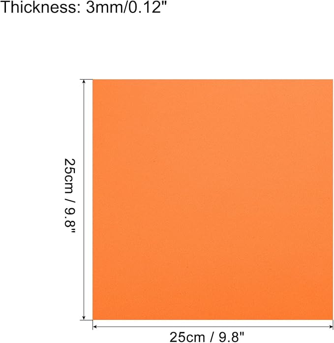 MECCANIXITY EVA Foam Sheets Orange 9.8 Inch x 9.8 Inch 3mm Thick Crafts Foam