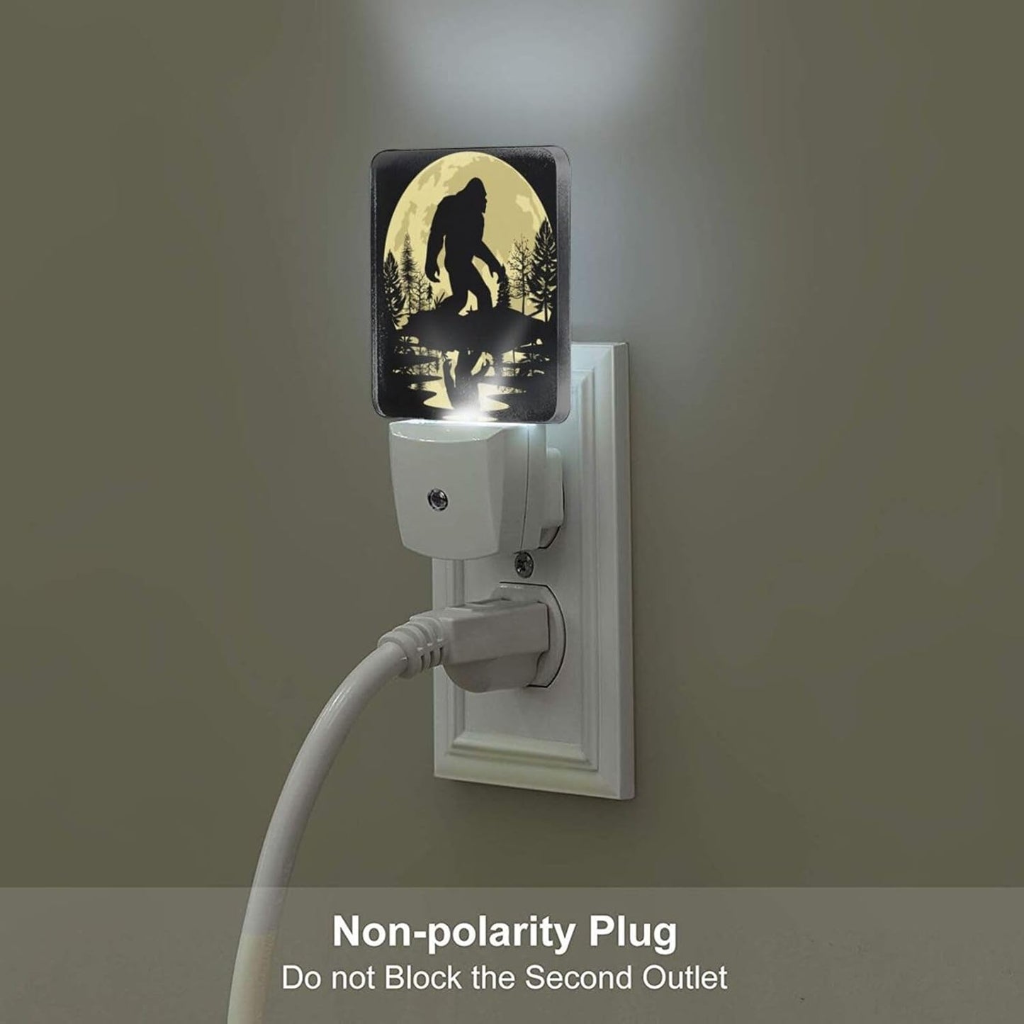 Big Foot Forest Moon Night Light,Plug-in Nightlights Auto Sensor Night Lamp Dusk-to-Dawn Lamp Home Decor for Nursery Children Girls Boys