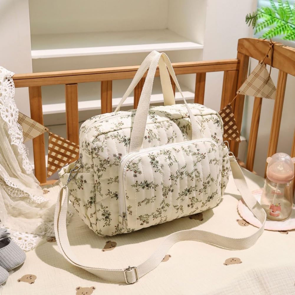Floral Baby Diaper Bag Tote Mommy Bag Cute Cotton Diaper Bags Crossbody Baby Bags for Girl Pañaleras Para Beb