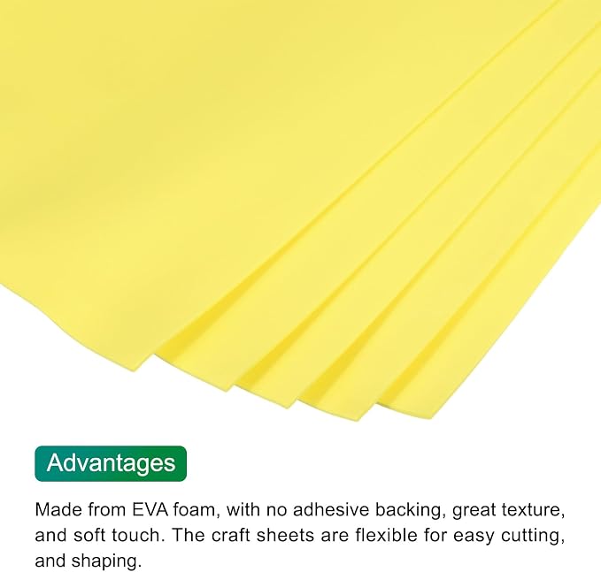 MECCANIXITY EVA Foam Sheets Bright Yellow 35.4 Inch x 19.7 Inch 2mm Thick