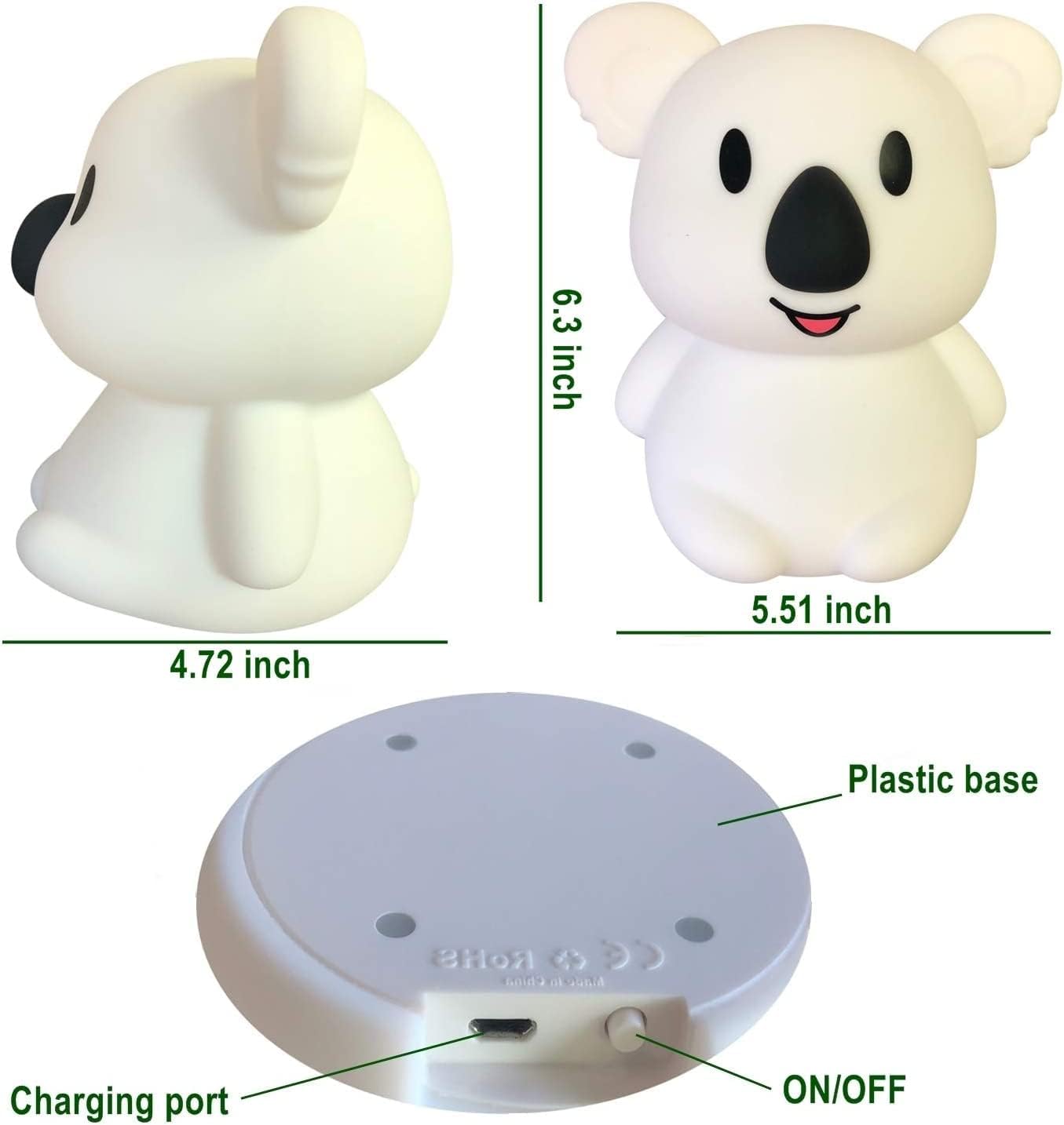 Big Size Night Light, Child Night Light, Bedside Lamp for Kids, Multicolor Light with Remote Control, Break Resistant, Eye Caring, Adjustable Brightness & Color, Timing Function - Large Koala